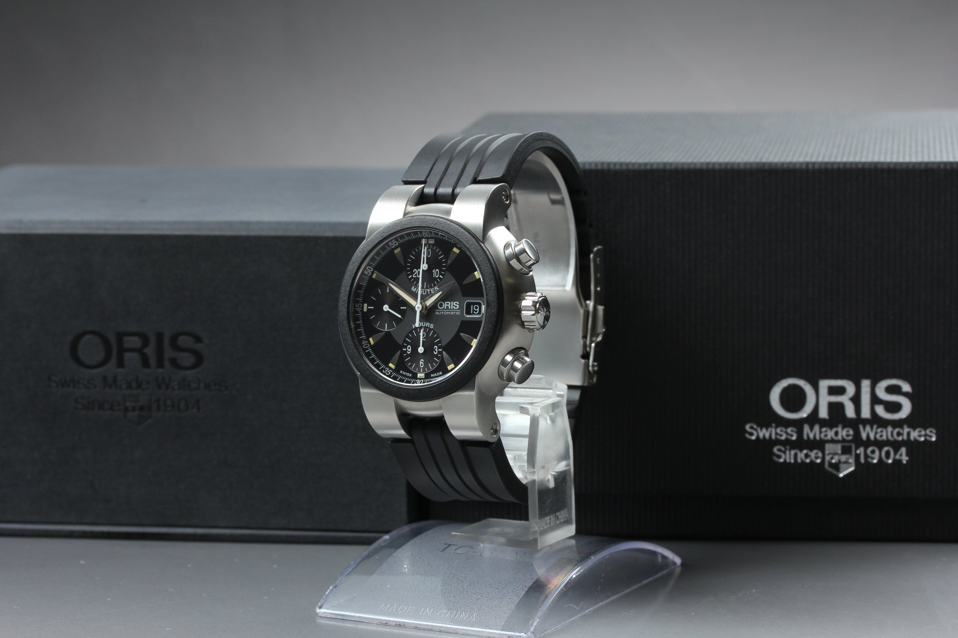 [Near MINT Box] ORIS TT1 Chronograph 7521-44 Black Dial 42mm AT Men's Watch