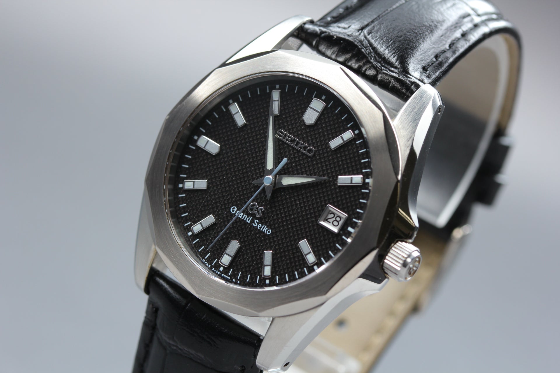 New Batt SEIKO Grand Seiko GS 8J56-8000 Quartz Black Men's Watch 36mm JAPAN