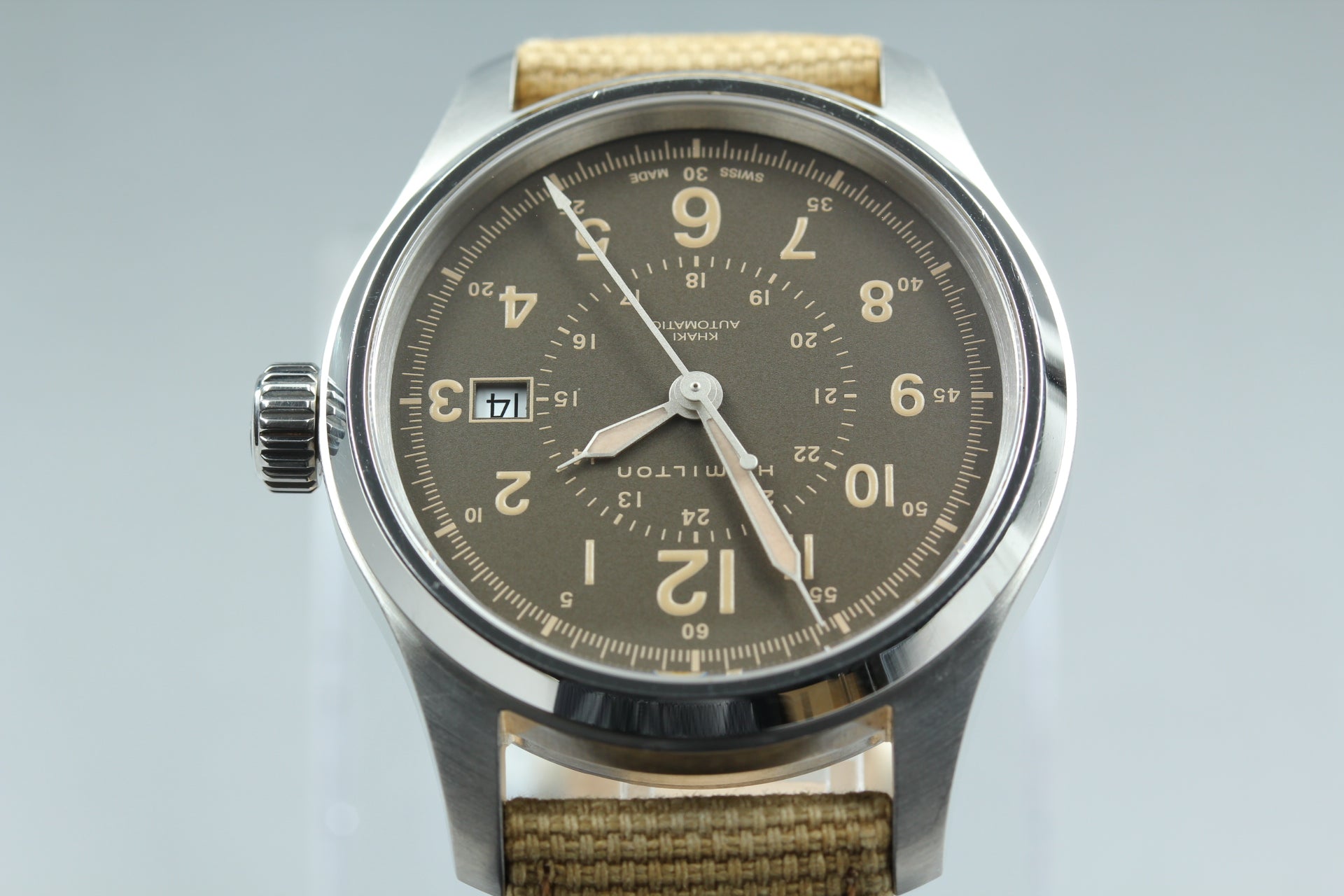 Hamilton Khaki Field H703050 Date Brown Dial Beige 39mm Automatic Men's Watch