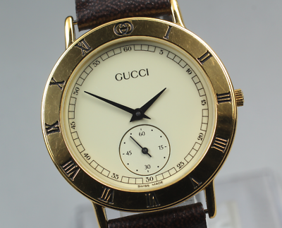 New Battery [Exc+5] Gucci 3000.2.M Small Second Vintage Men's Quartz Watch JAPAN
