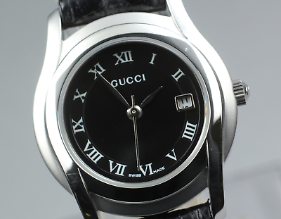 New Battery [Near MINT Box] Gucci 5500L Date Vintage Women's Quartz Watch JAPAN