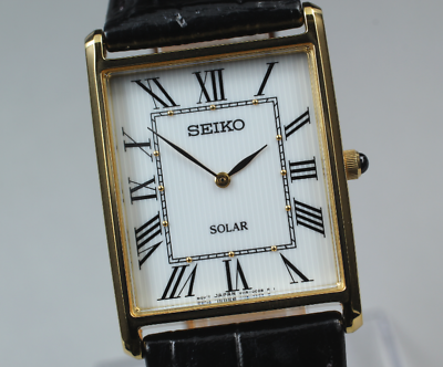 [Near MINT-] SEIKO V115-0BC0 SUP880 White Dial Solar Quartz Tank Men's Watch JP