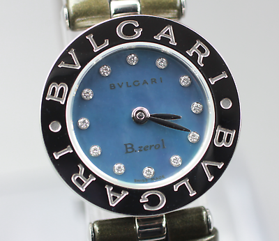 New Battery [N MINT- Box] BVLGARI B.zero1 BZ22S 12P Diamond Blue shell Qz Watch