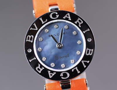 New Battery [N MINT Box] BVLGARI B.zero1 BZ22S 12P Diamond Blue shell Qz Watch