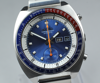 [Exc+5] SEIKO 6139-6002 Chronograph PEPSI Blue Dial Automatic Men's Watch JAPAN