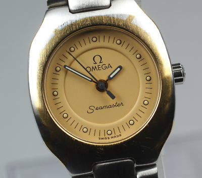 [Near MINT] OMEGA Seamaster Polaris Gold Dial 22mm Woman's Quartz Watch JAPAN