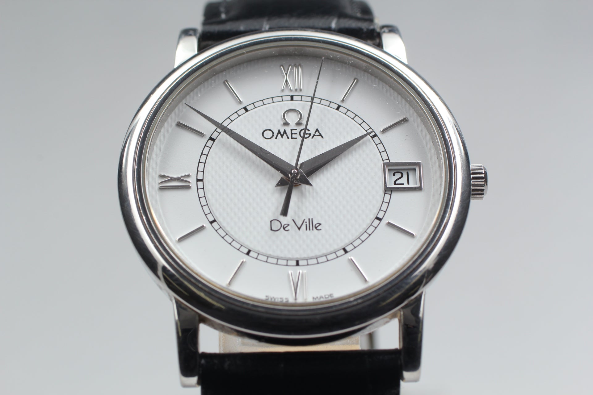 OMEGA De Vill Prestige 7814.31 Quartz White Dial Date Men's Watch JAPAN