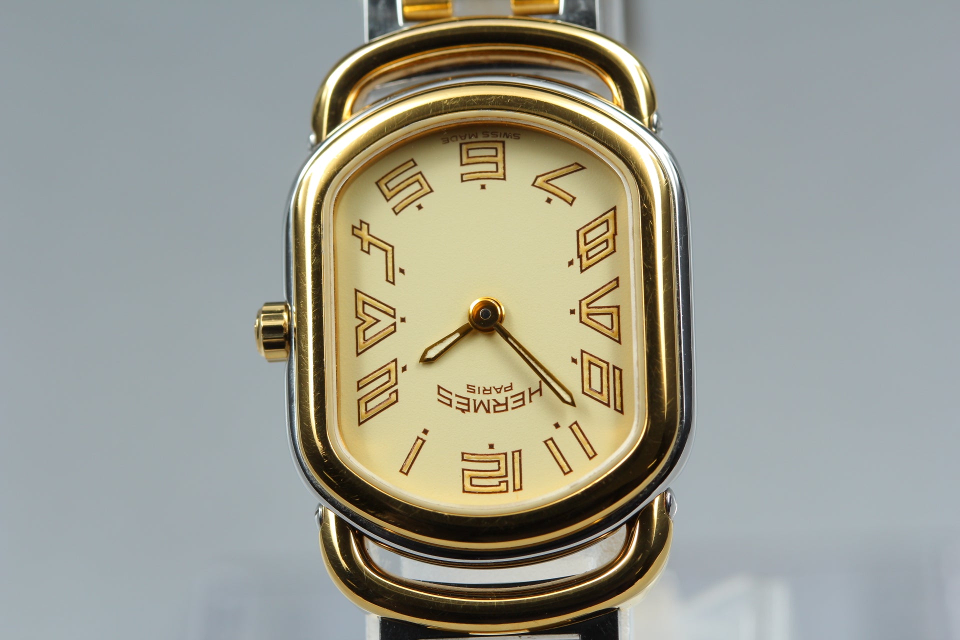 New Batt Vintage HERMES Rally RA1.240 Quartz Gold Dial Women's Watch 20mm JP Box