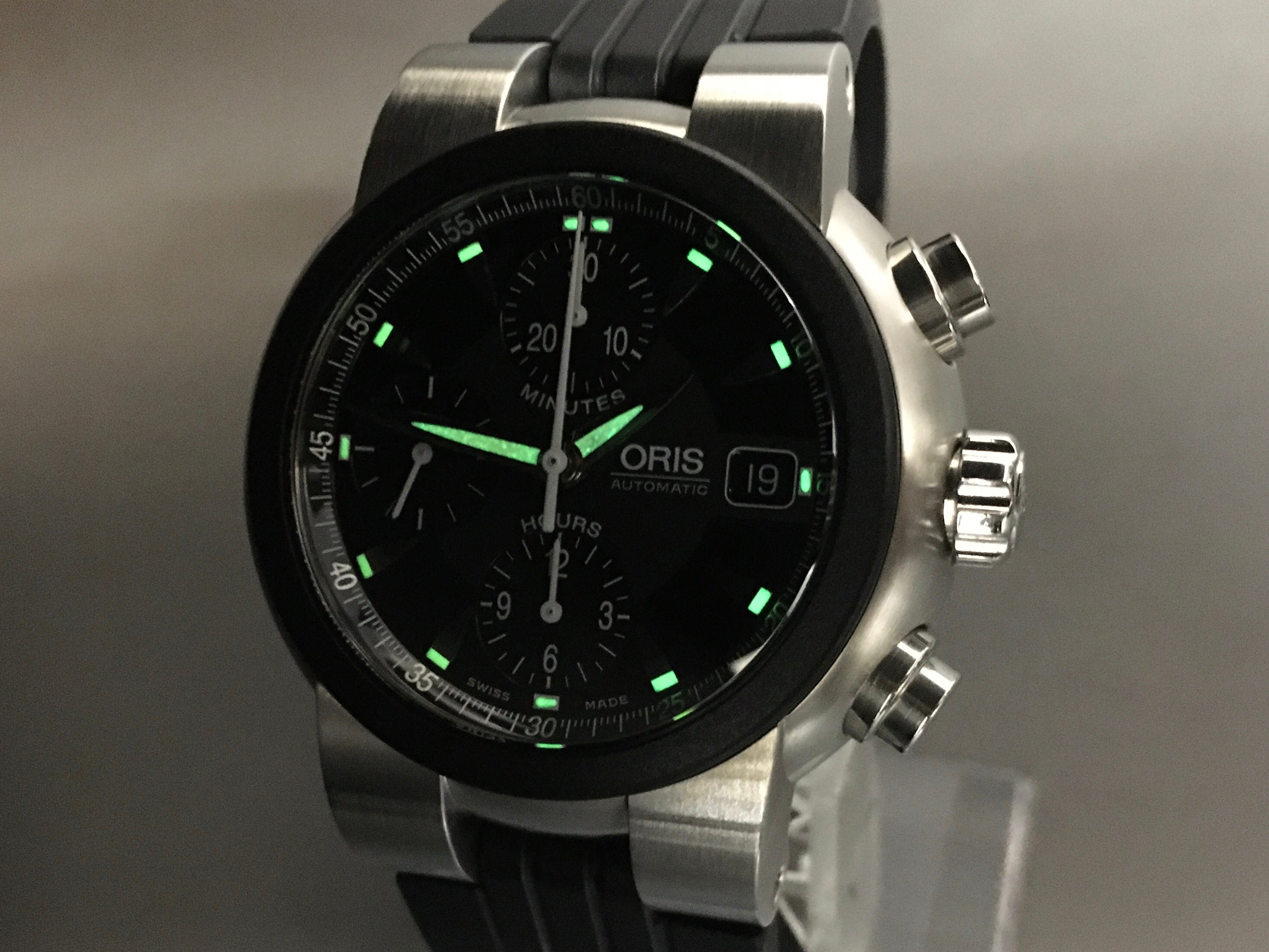 [Near MINT Box] ORIS TT1 Chronograph 7521-44 Black Dial 42mm AT Men's Watch