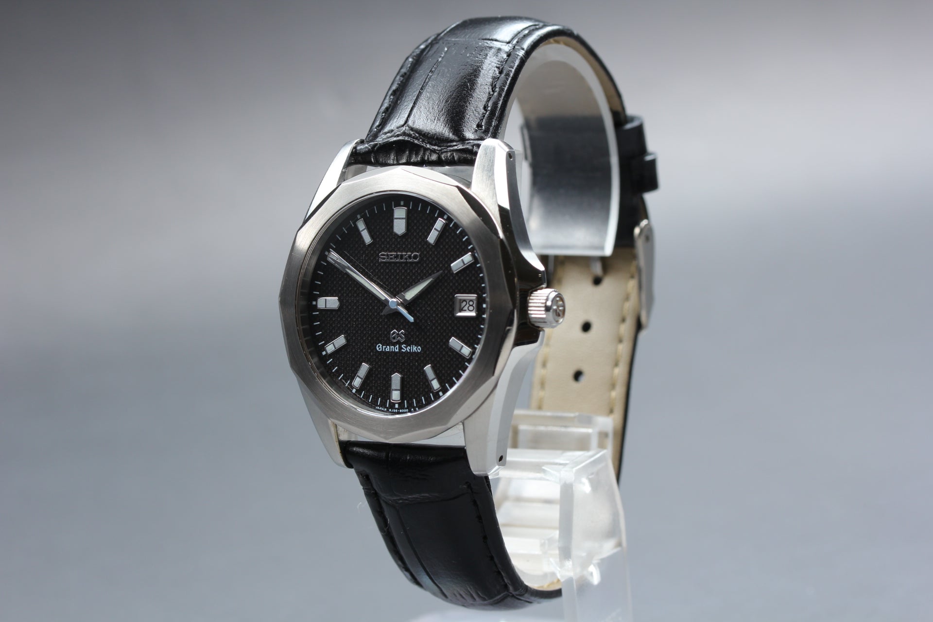 New Batt SEIKO Grand Seiko GS 8J56-8000 Quartz Black Men's Watch 36mm JAPAN