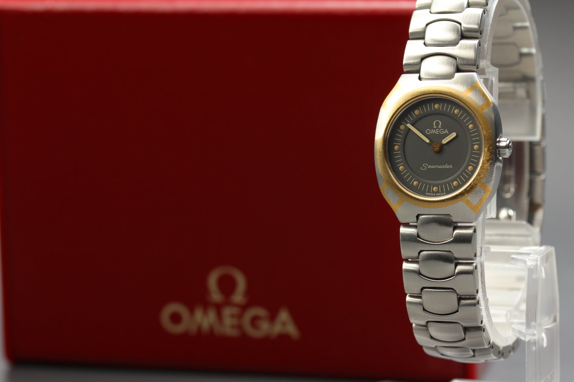 New Batt Vintage OMEGA Seamaster Polaris Quartz Gray Women's Watch 22mm JP Box