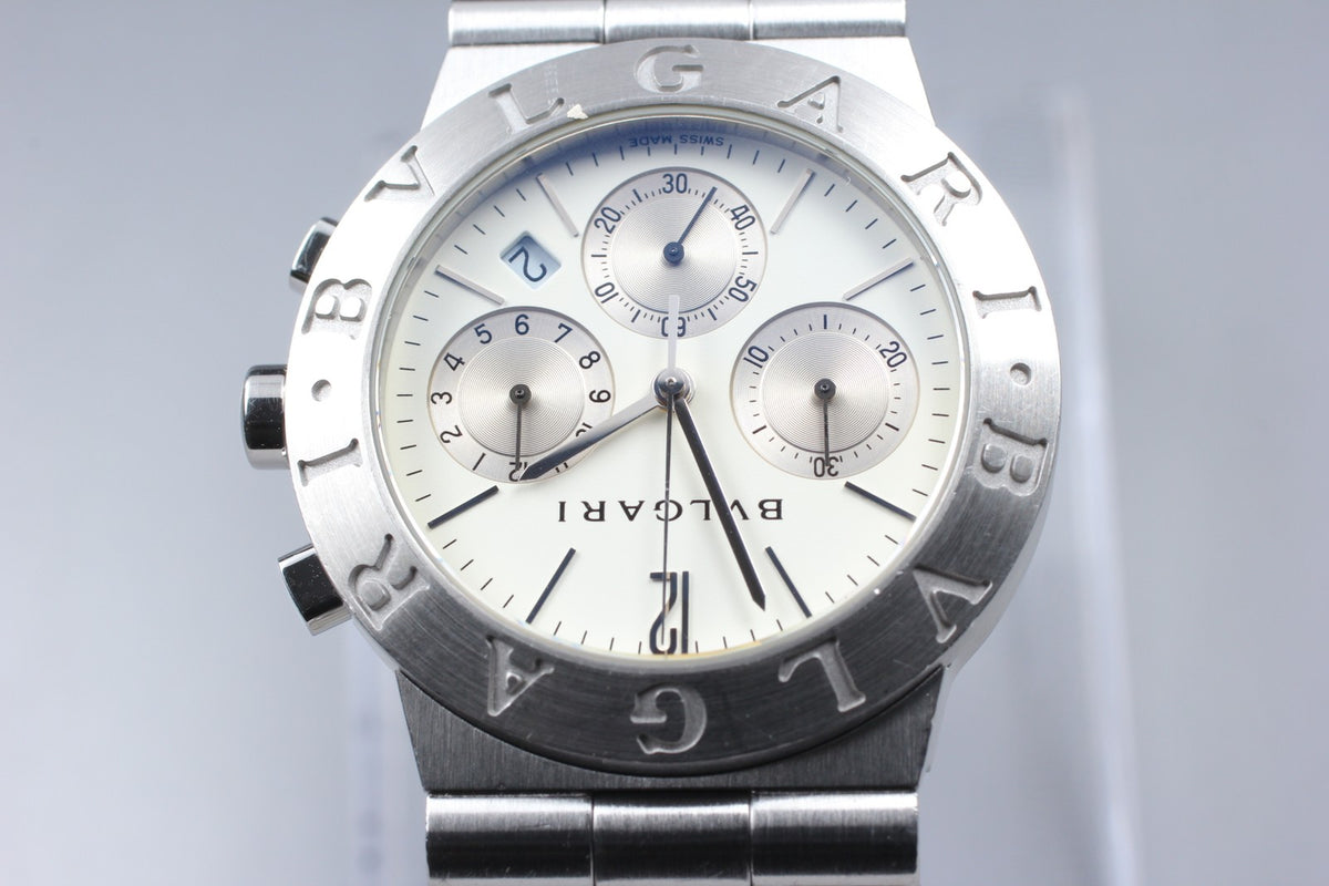 overhauled BVLGARI Bvlgari Diagono CH35S White Quartz Men's Watch 36mm JAPAN Box