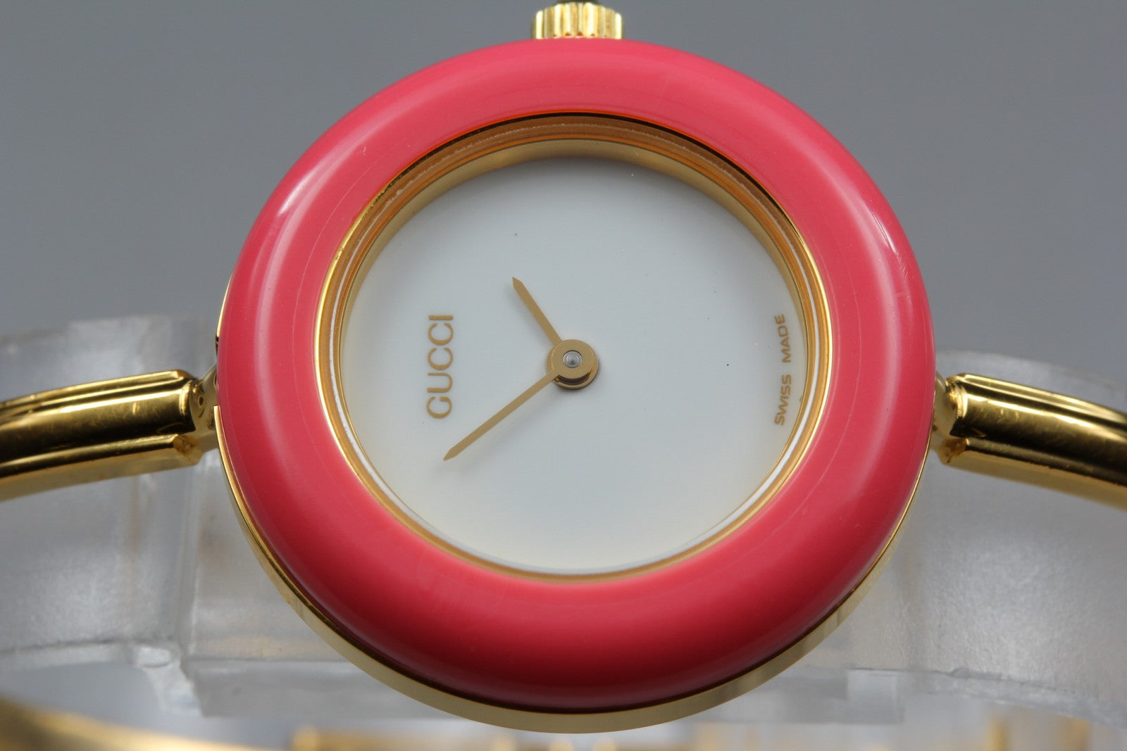 Vintage Gucci Change Bezel 11/12.2 Pink Bezel Gold Women's Quartz Watch