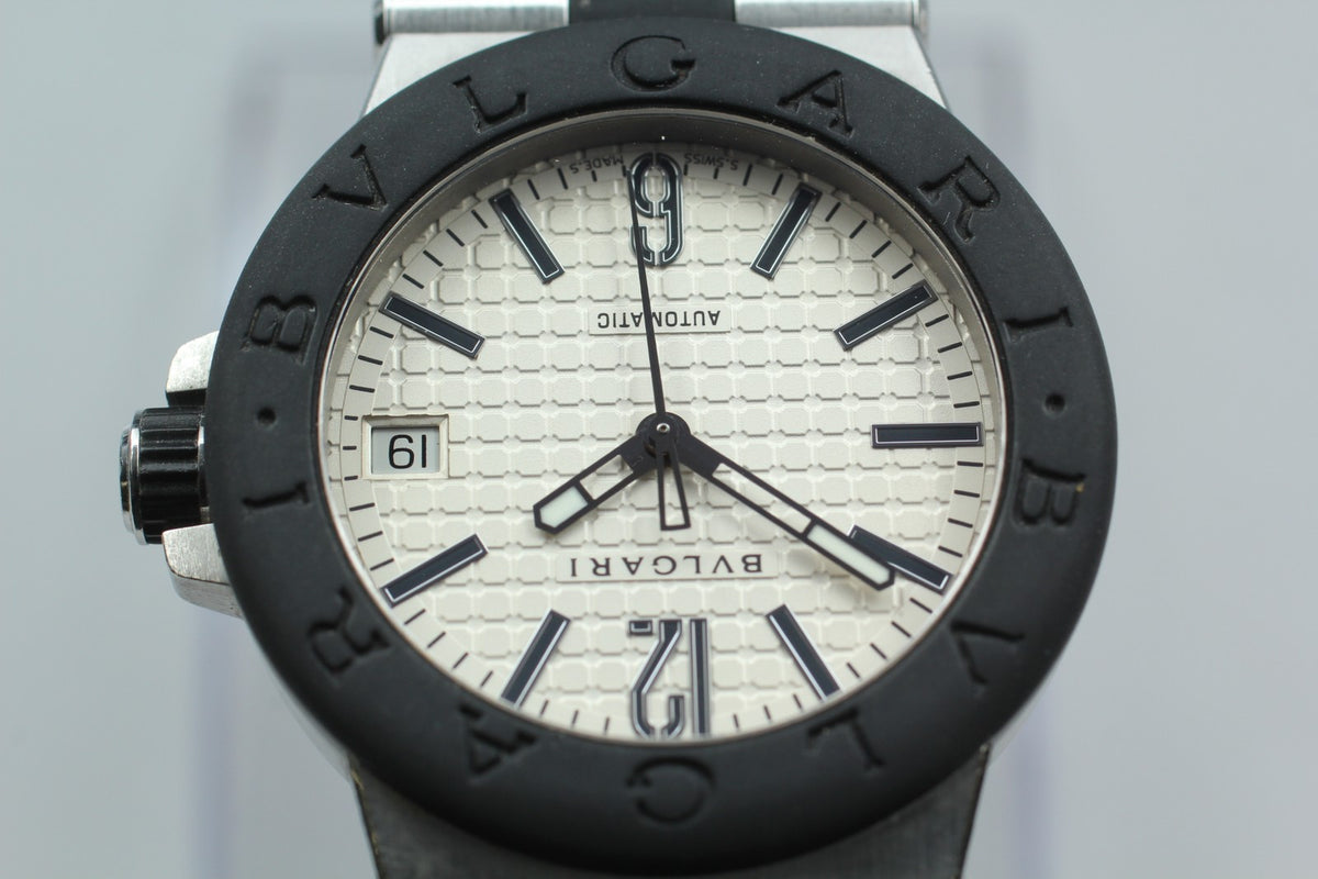 BVLGARI Diagono DG35SV White Dial Automatic Date Men's Watch 35mm From JAPAN