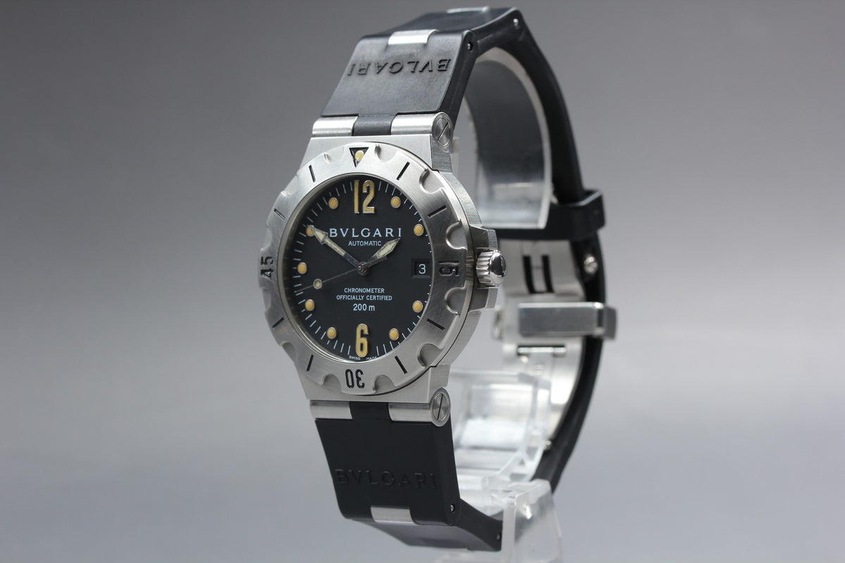 BVLGARI Diagono Scuba SD38S Black Dial Rubber 38mm Automatic Men's Watch [Box]