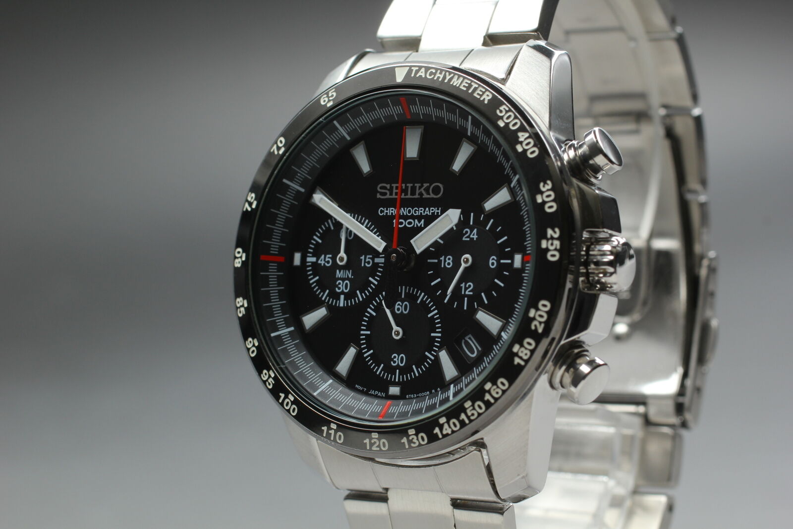 [Exc+5] SEIKO Chronograph 6T63-00D0 SSB031 Black Dial Quartz Men's Watch JAPAN