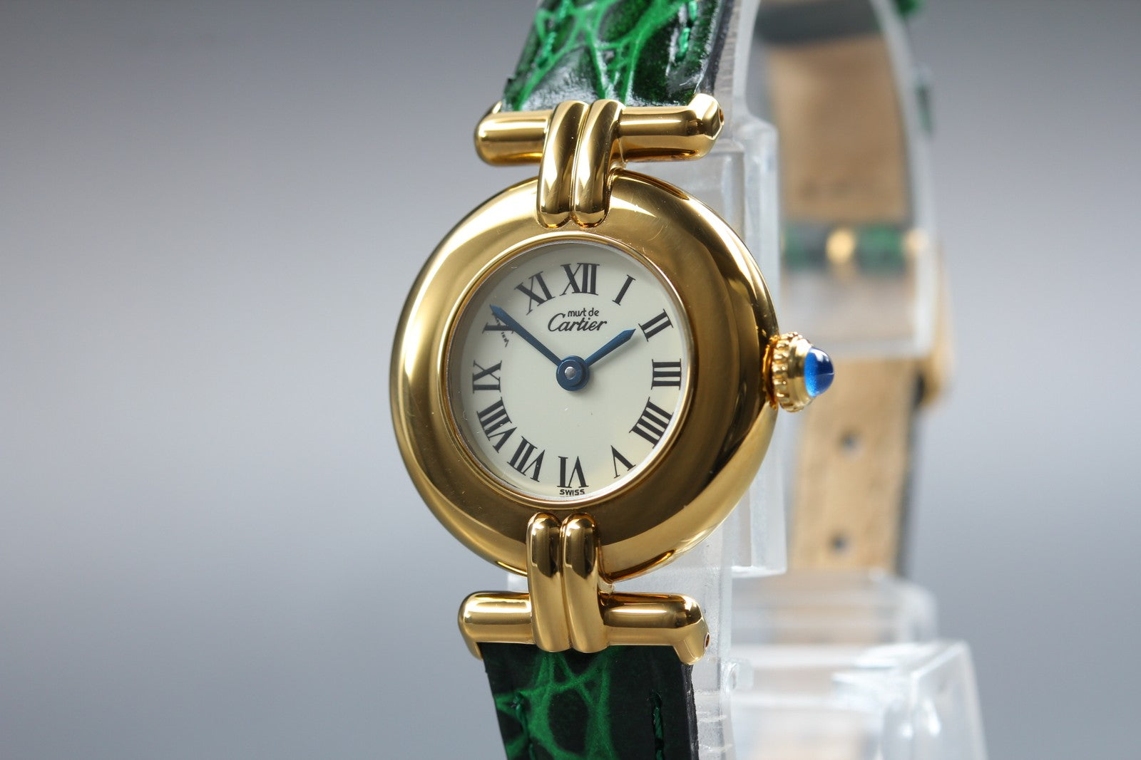 Vintage [w/Box] Cartier Must Colisee Vermeil 590002 Green Women's Quartz Watch
