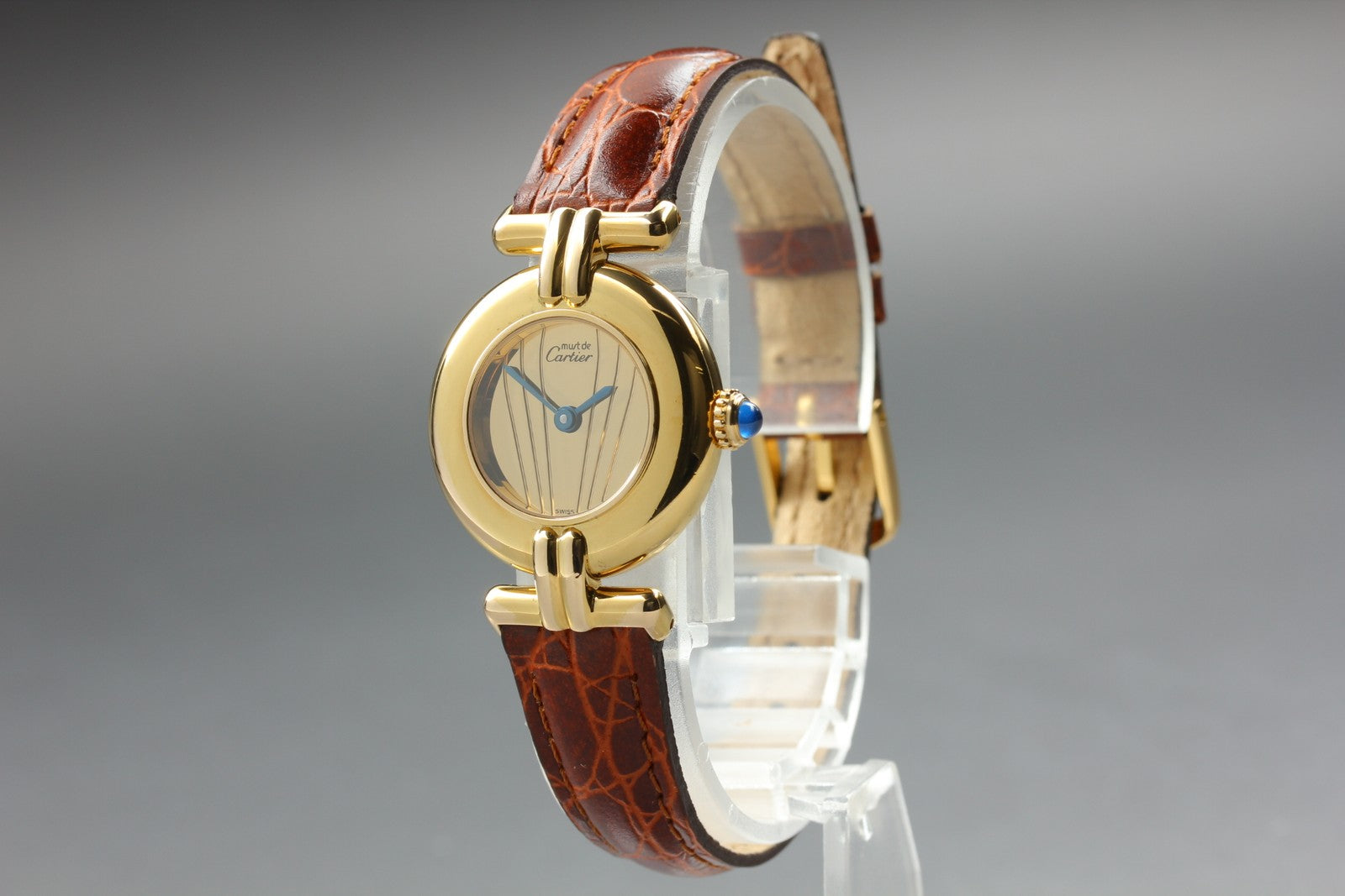 Vintage Cartier Must Colisee Vermeil 590002 Gold Brown Women's Qz Watch [Box]