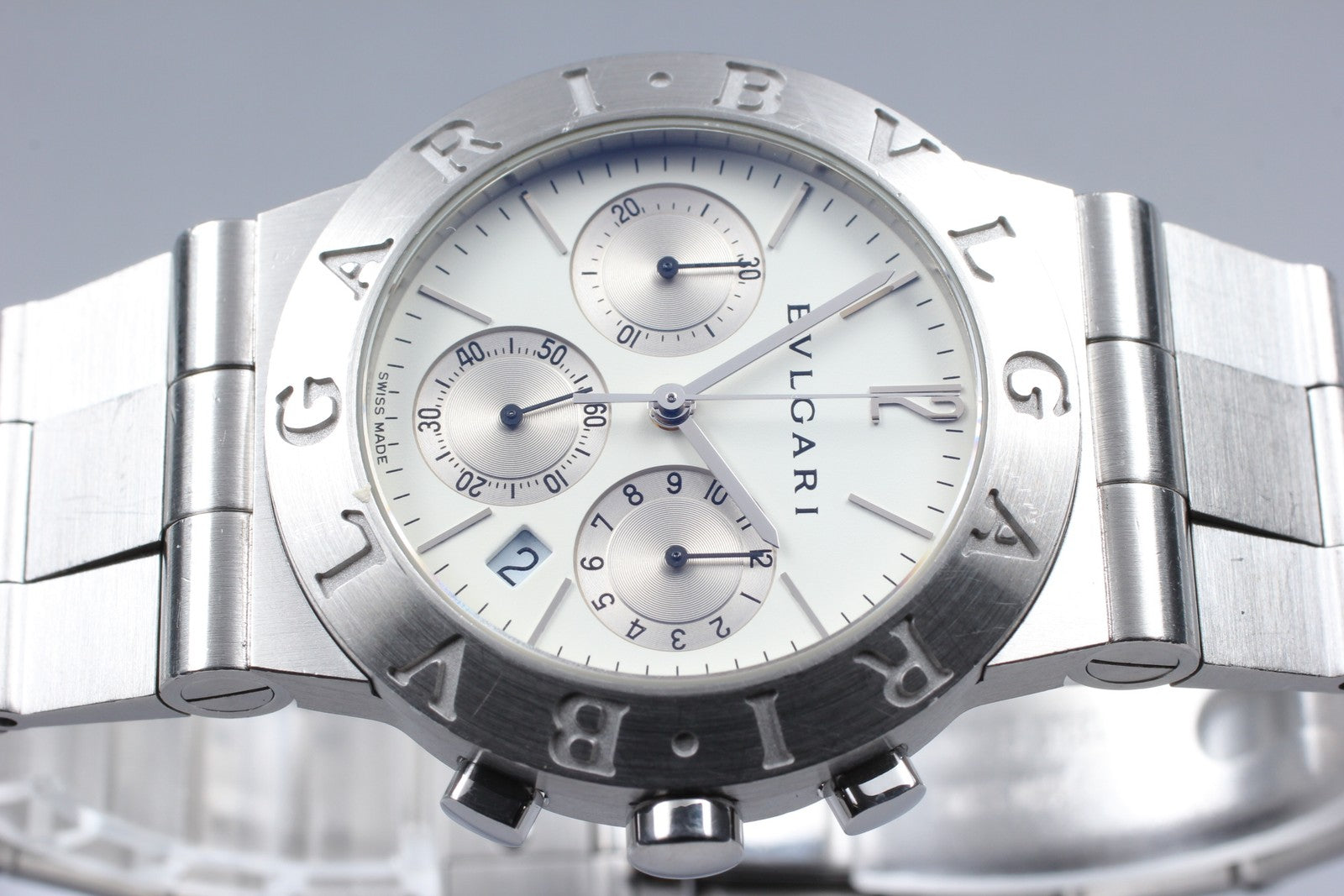 OH[Exc+5]Box BVLGARI Bvlgari Diagono CH35S White Quartz Men's Watch 36mm Japan