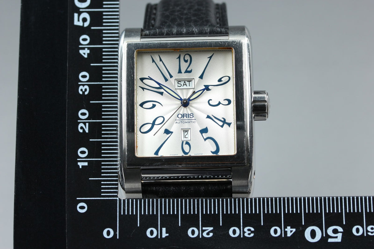 ORIS Miles Rectangular 7528 Day Date Silver Black 33mm Automatic Men's Watch