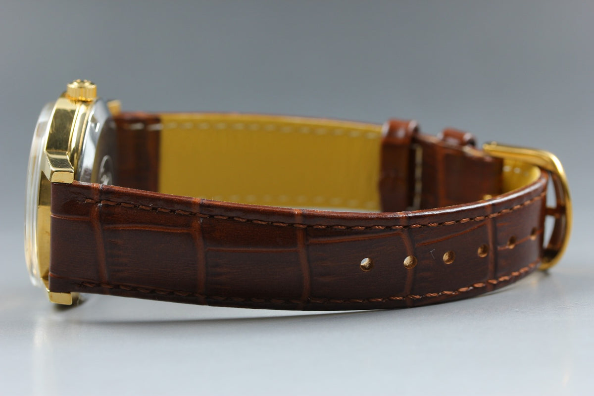 OMEGA Geneve Day-Date 166.0117 Cal.1022 Gold Brown 34mm AT Men's Watch Vintage