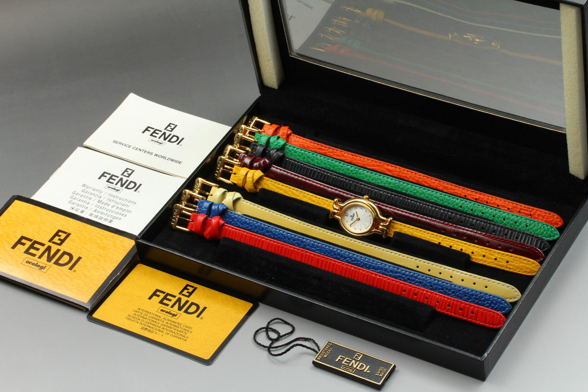 FENDI 640L Chameleon 8 Colors Belt Gold Women's Quartz Watch Vintage [Box]
