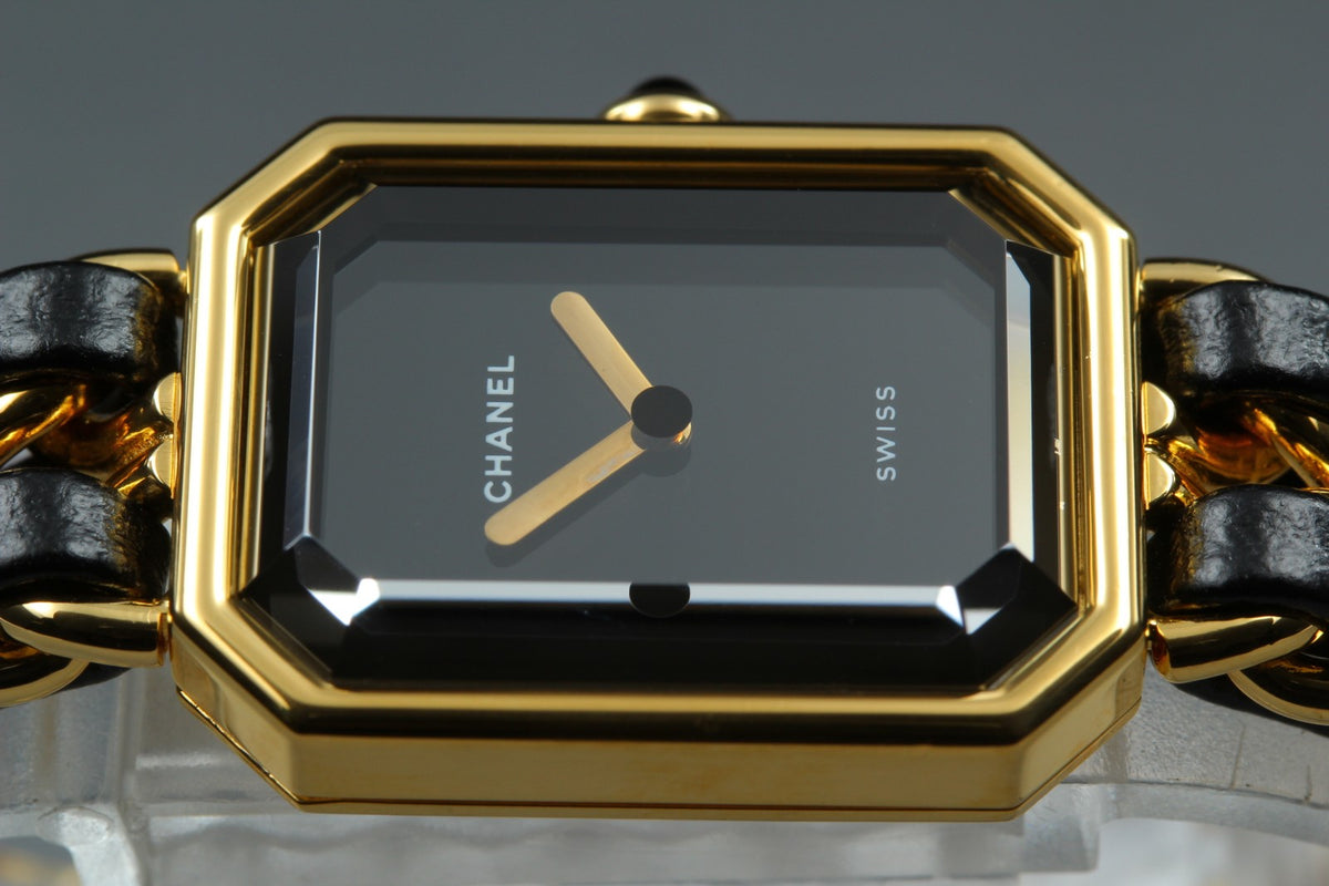 CHANEL Premiere L Size Black Dial Gold 20mm Quartz Women’s Watch [w/Box]