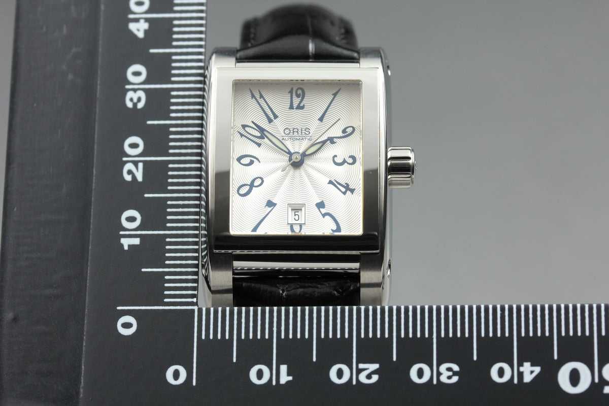 ORIS Rectangular 7526 Automatic Date Silver Dial Men's Watch 24mm From JAPAN