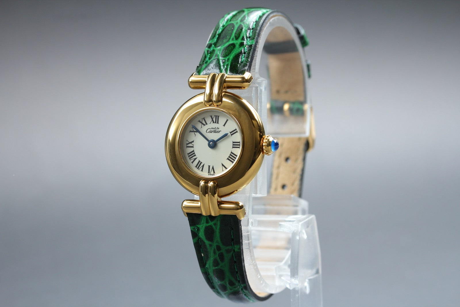 Vintage [w/Box] Cartier Must Colisee Vermeil 590002 Green Women's Quartz Watch