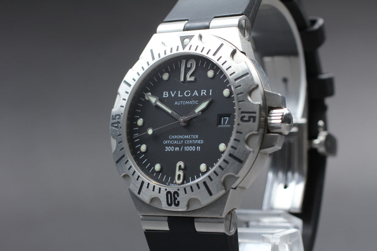 BVLGARI Diagono Scuba SD40S Date black Dial Automatic Men's Watch JAPAN