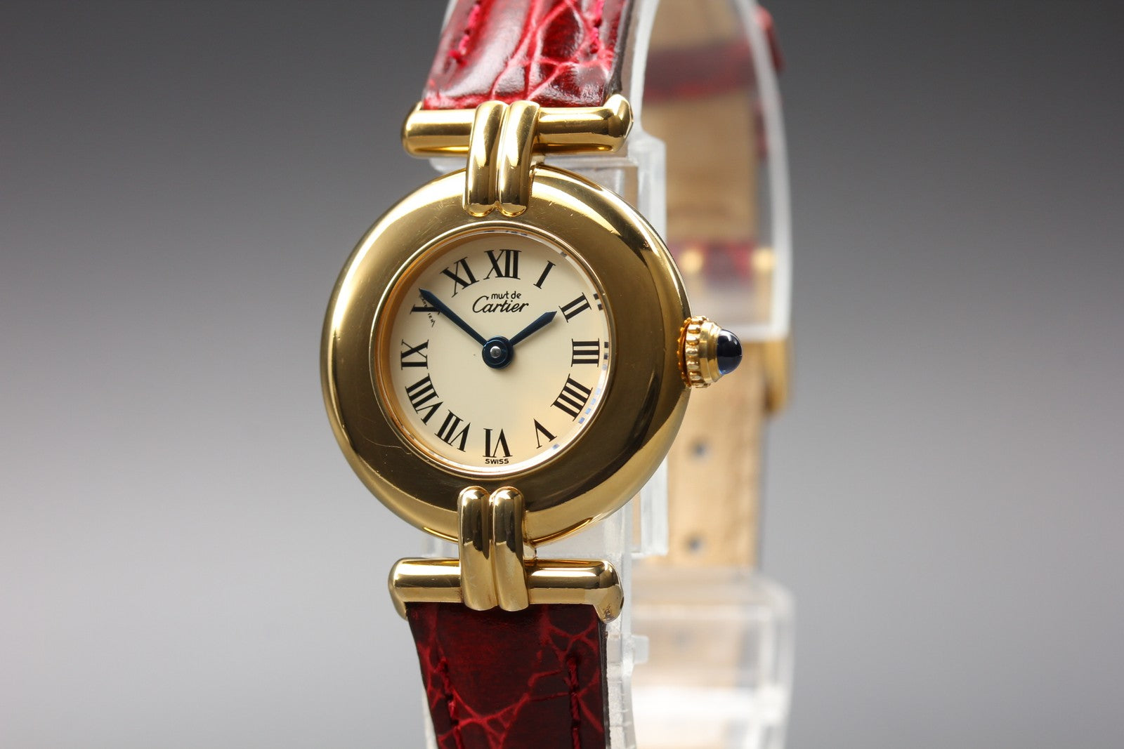 Vintage[Near MINT- Box] Cartier Must Colisee Vermeil 590002 Red Women's Qz Watch