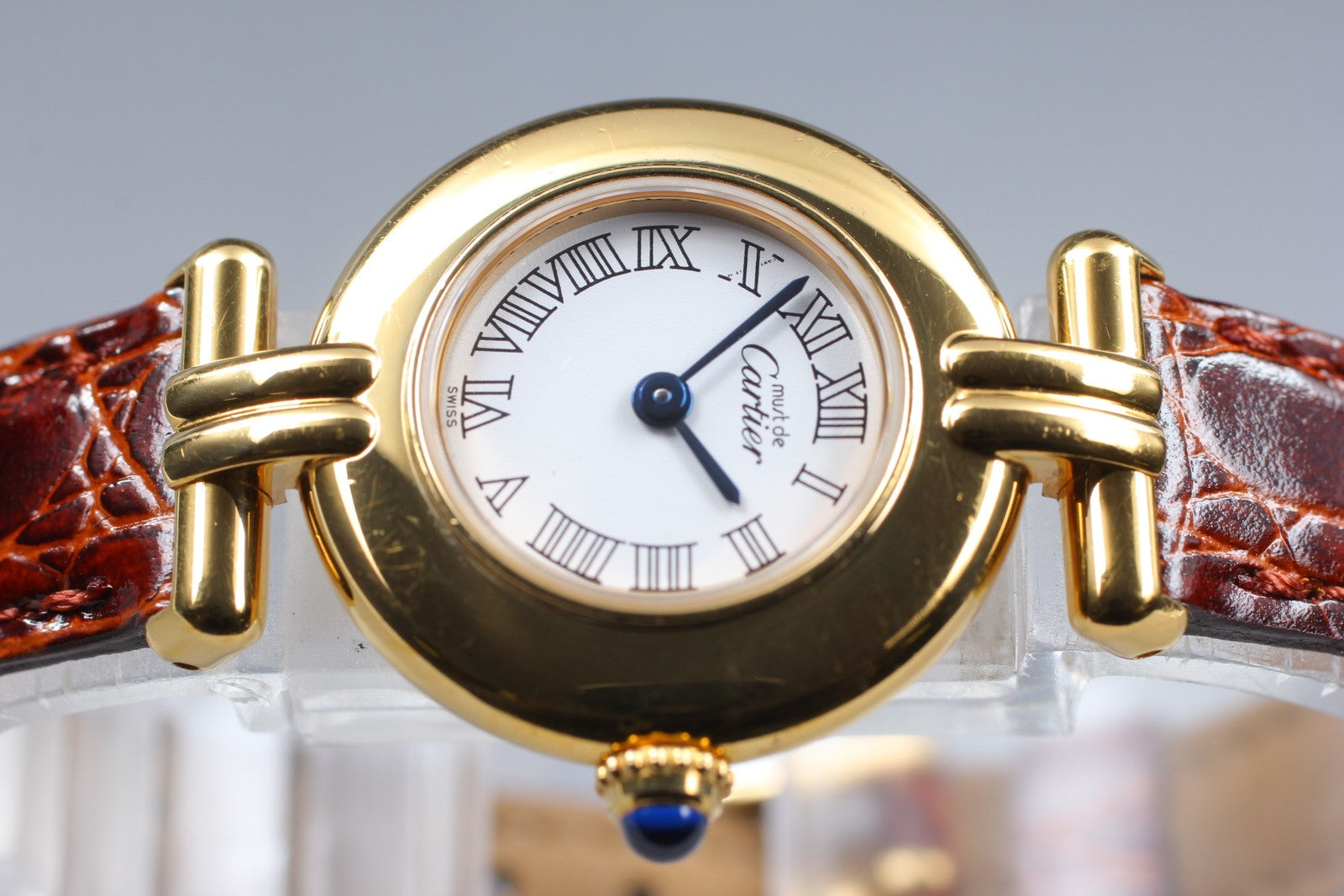 Vintage[Exc+5] Cartier Must Colisee Vermeil 2410 Brown Gold Women's Quartz Watch