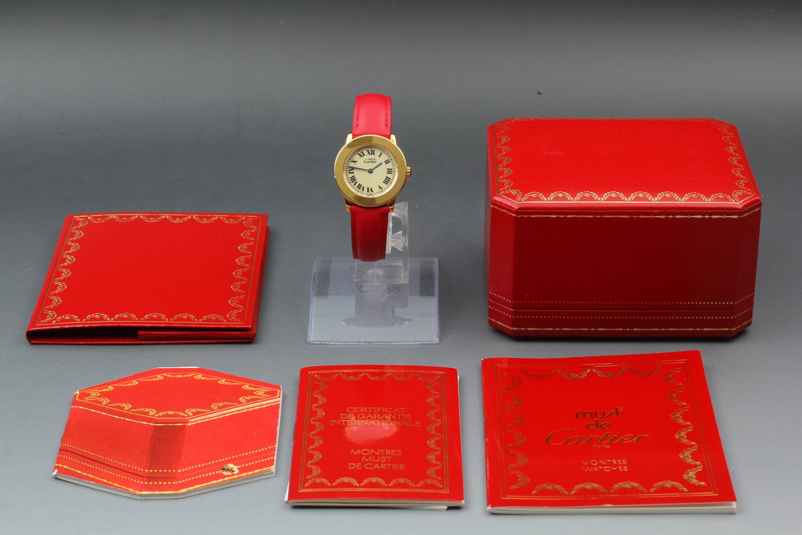 Vintage Cartier Must Ronde de Cartier 1801 Red 27mm Women's Quartz Watch [Box]