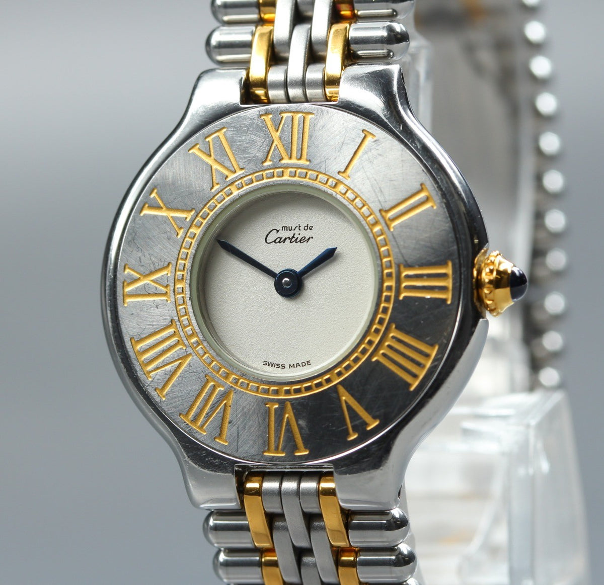 Cartier Must de Cartier 21 27mm Silver Gold Women's Quartz Watch Vintage [Pouch]