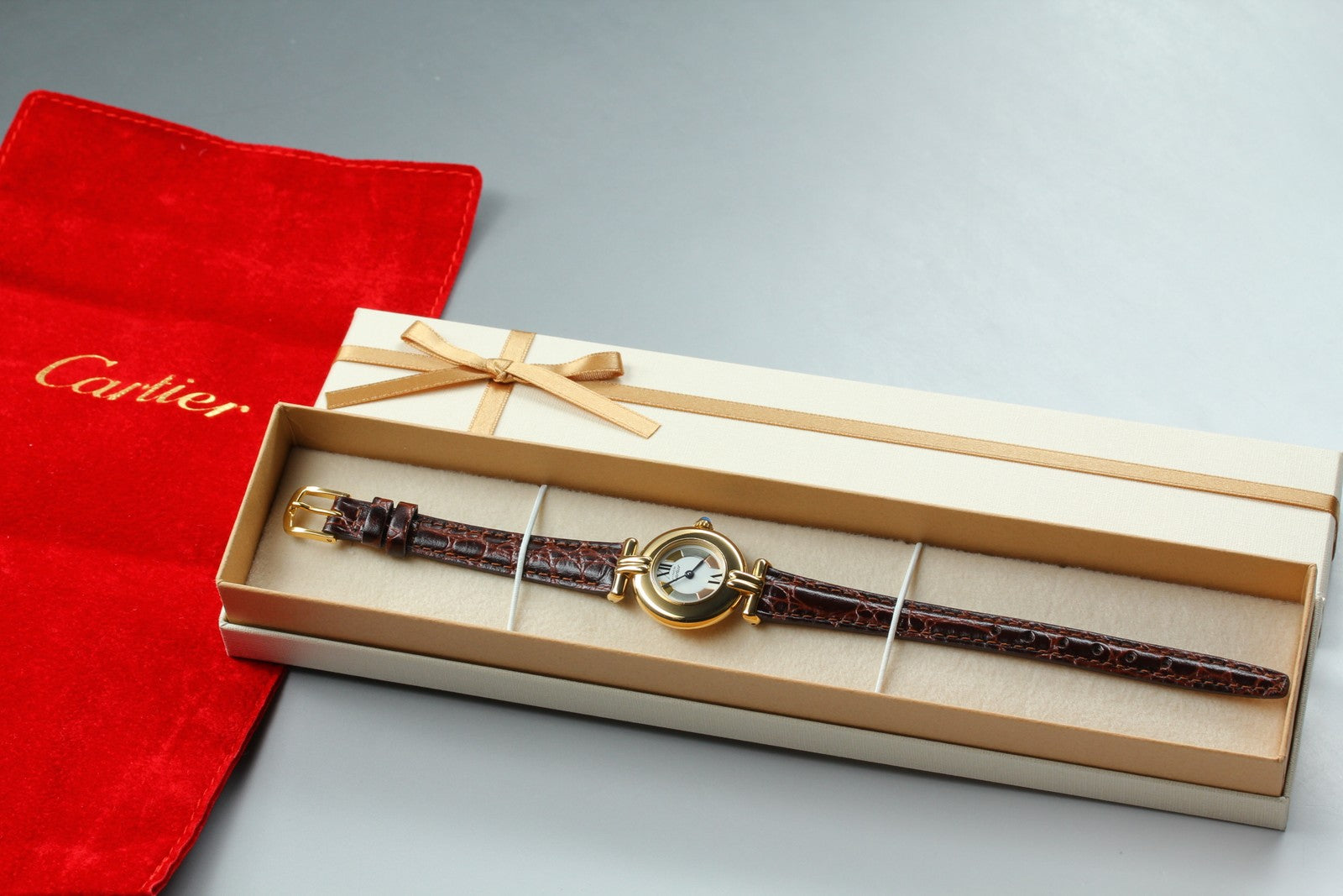 Vintage Cartier Must Colisee Vermeil 590002 Brown Gold Women's Quartz Watch