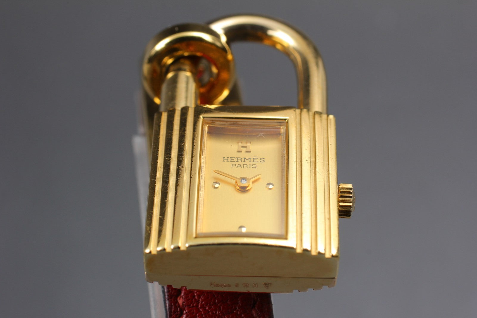 Vintage [Exc+5 Box] HERMES Kelly Watch Gold Red "U" Woman's Quartz Watch JAPAN