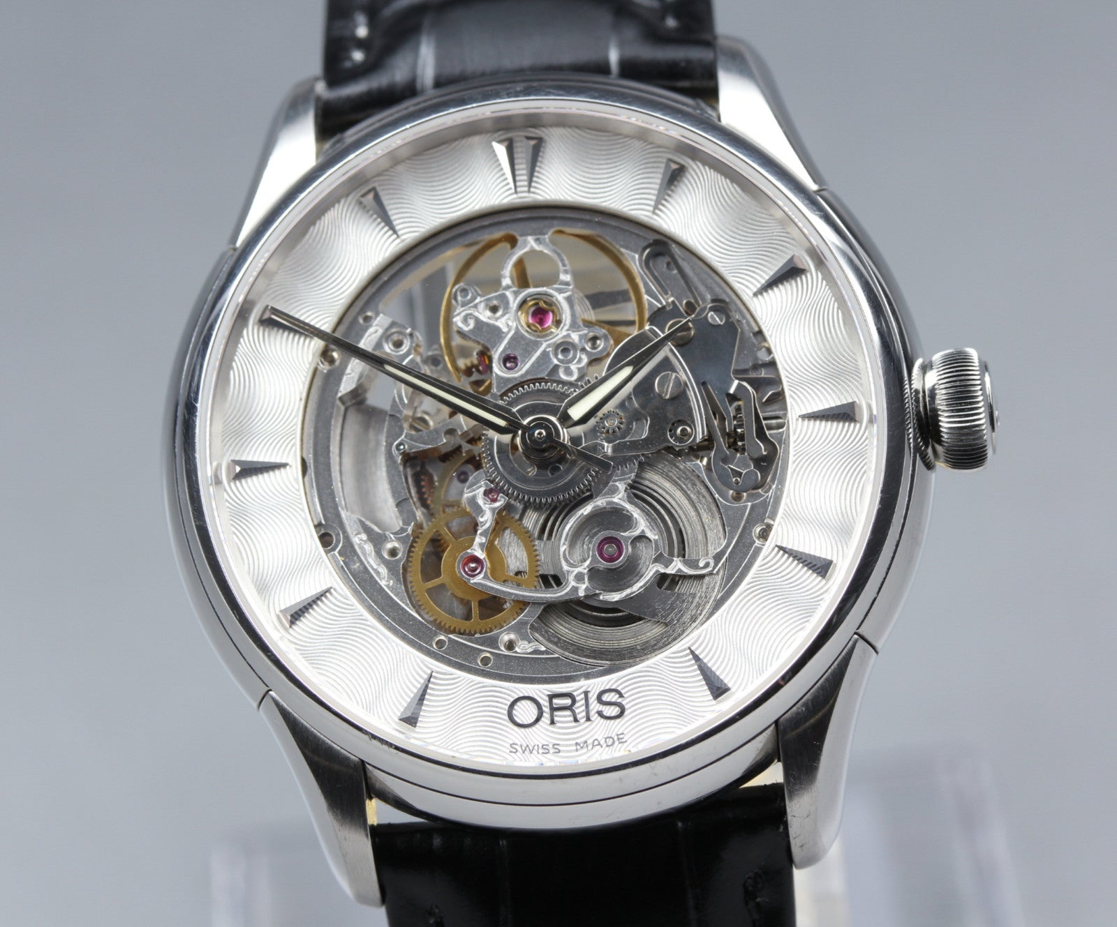ORIS Artelier Skeleton 7591-01 Date Silver Black 39mm Automatic Men's Watch