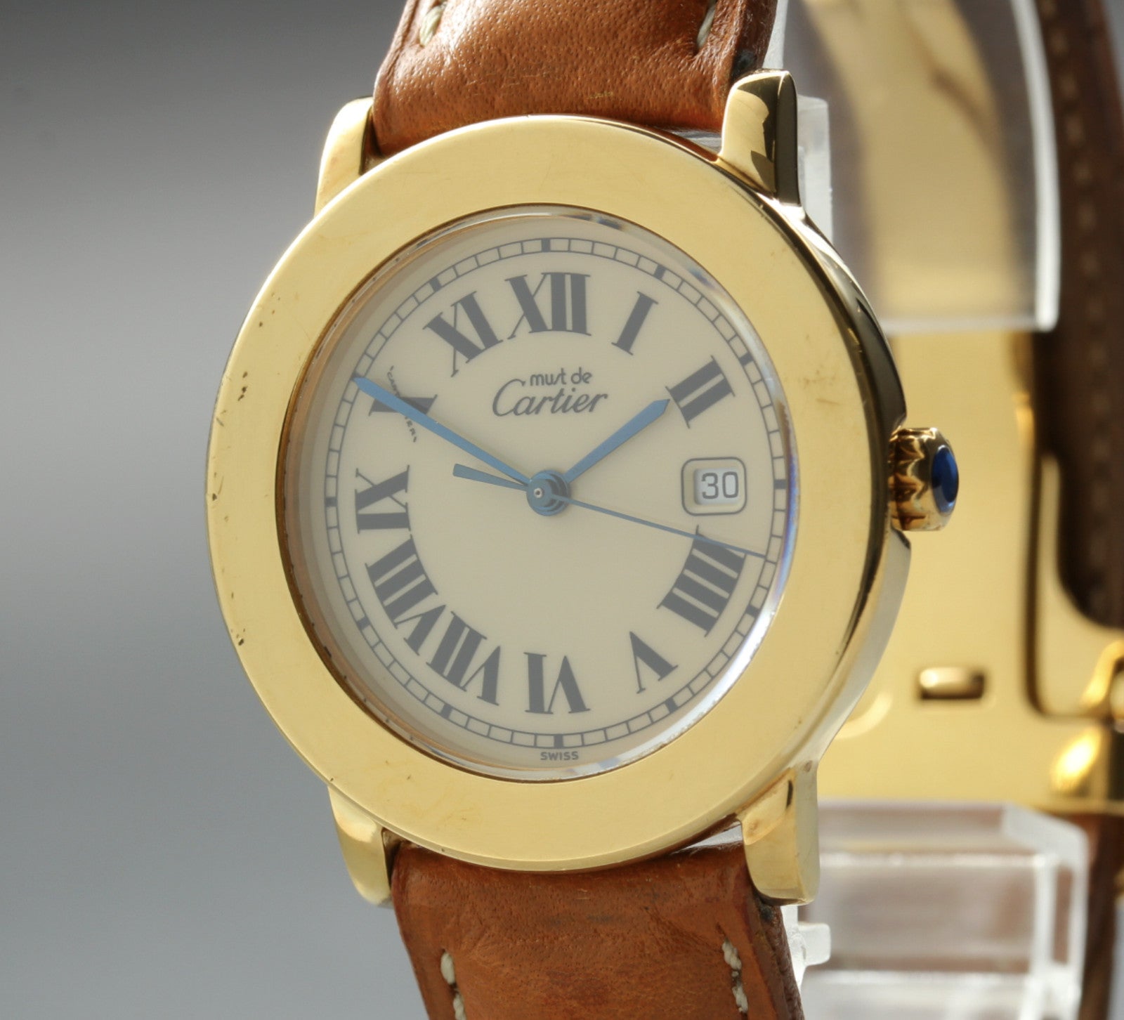 Vintage Cartier Must de Cartier Ronde 1800 1 Gold Brown 32mm Unisex Quartz Watch