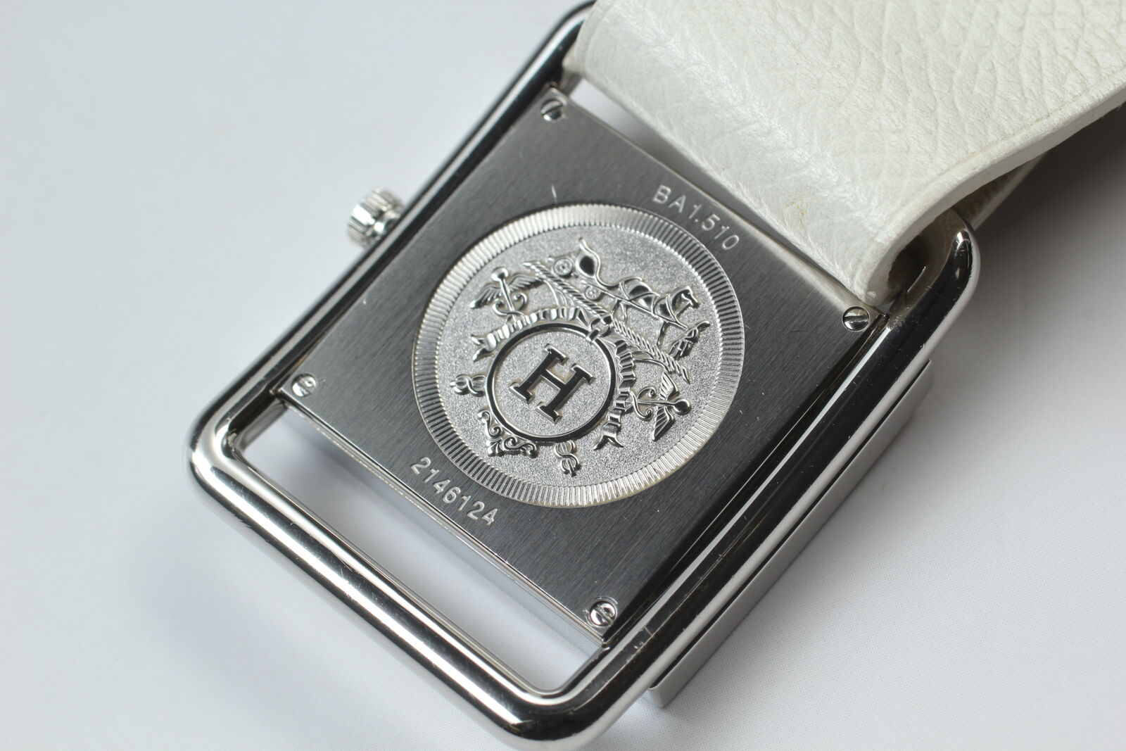 New Battery [ Exc+5 Box] HERMES Valenia BA1.510 Silver 32mm Qz Women's Watch JP