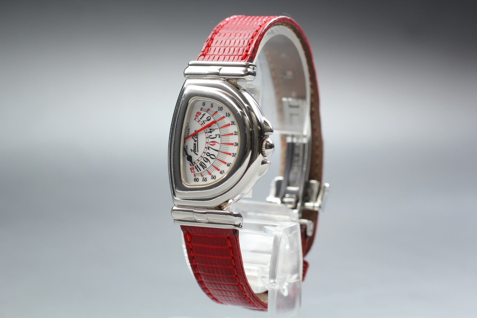 Jean d'eve Sectora Gold 24mm Silver Red Women's Quartz Watch JAPAN [w /Box]