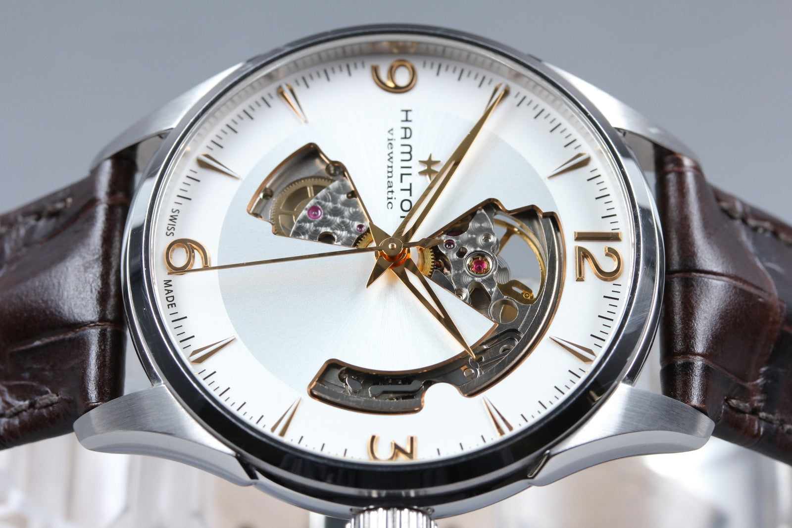 [Exc+5 Box] HAMILTON Jazzmaster H327050 Open Heart Brown Automatic Men's Watch