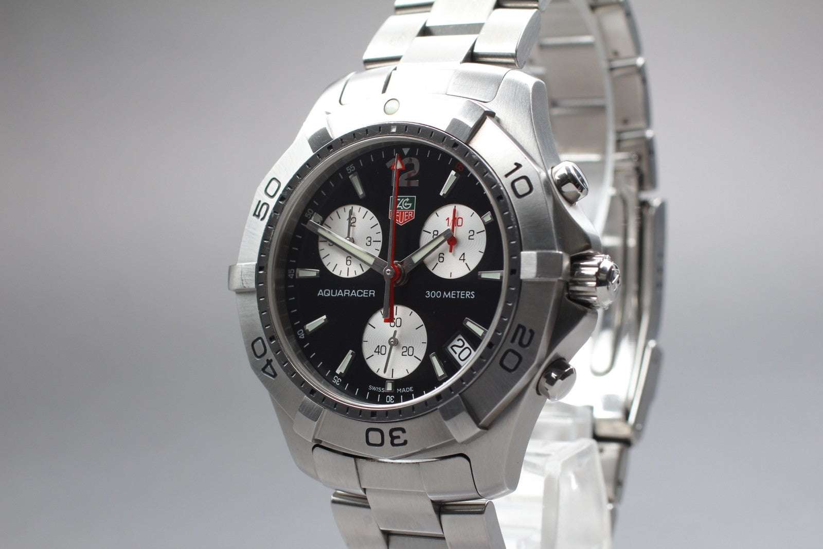 Box Tag Heuer Aquaracer CAF1110 Chronograph Black Quartz Men's Watch 42mm JAPAN