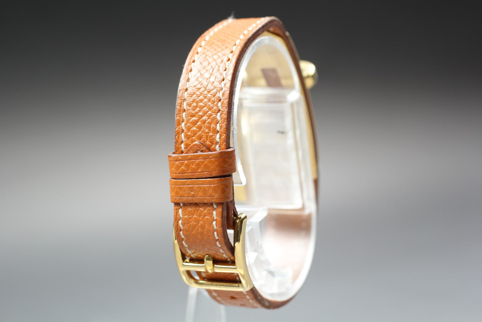 Vintage HERMES Kelly Watch Gold Brown Leather "U" Woman's Quartz Watch [Box]