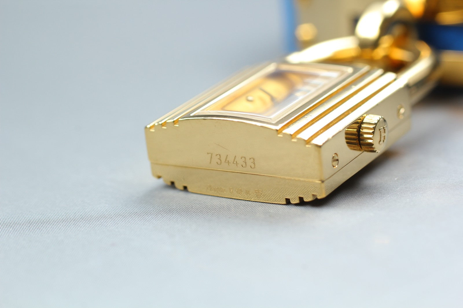 Vintage HERMES Kelly Watch Gold Dial Blue Leather "Y" Womans Watch Quartz [Box]