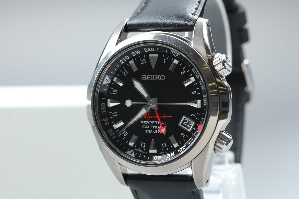 SEIKO Alpinist 8F56-00D0 SBCJ019 Perpetual Calendar Titanium Men's Watch JAPAN