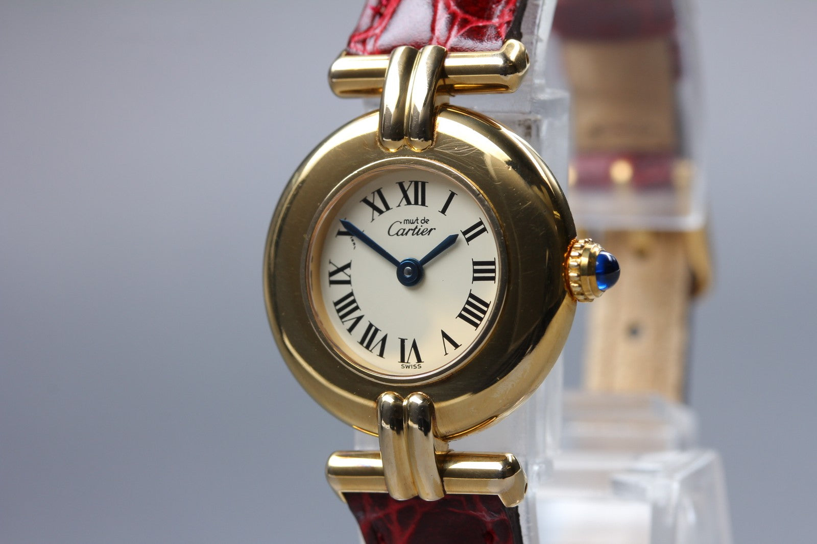 Vintage [Exc+5 Box] Cartier Must Colisee Vermeil 590002 Red Women's Quartz Watch
