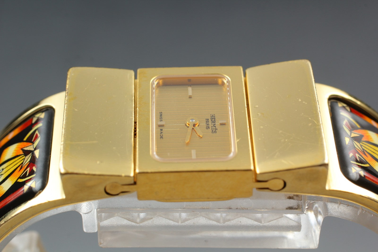 Vintage [Exc+5 Box] HERMES Loquet L01.201 Gold 19mm Womans Quartz Watch