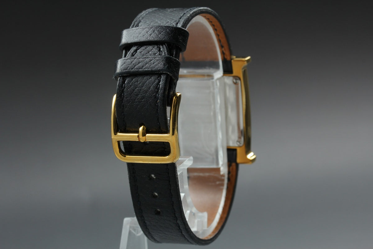HERMES H Watch HH1.201 Gold Black "A" 21mm Woman's Watch Quartz [Box]