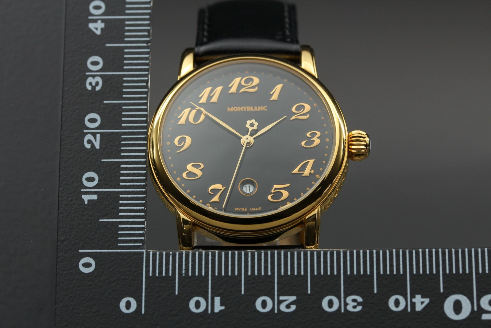 New Batt MONTBLANC Meisterstuck 7005 Quartz Black Men's Watch 31mm JAPAN Box