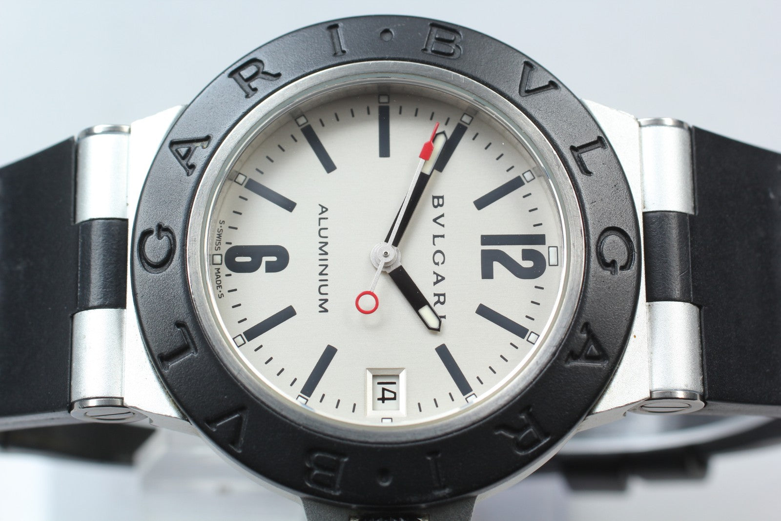 BVLGARI Aluminum AL38TA Silver Dial Date Automatic Men's Watch 38mm JAPAN Exc+5